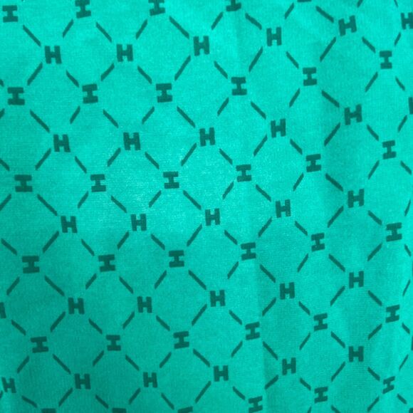 Effy Hematian Silk Scarf Womens Green Oblong Rectangular Logo Patterned Classic - Picture 5 of 9